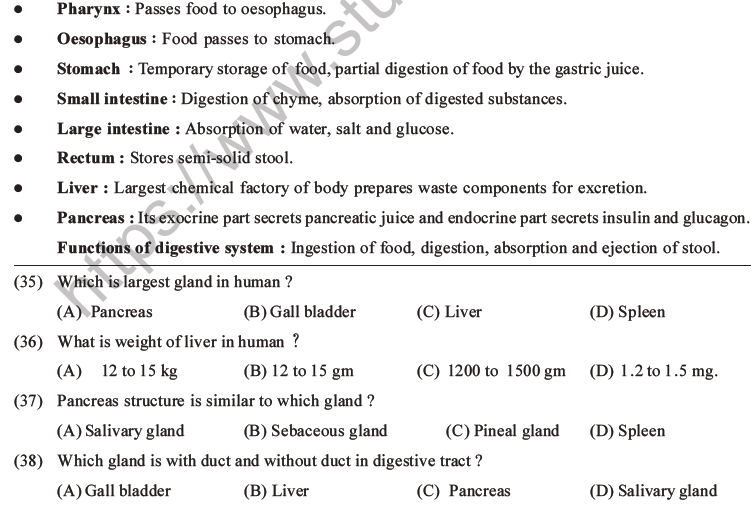 Digestion and Absorption NEET Biology MCQs Set 3 with Answers